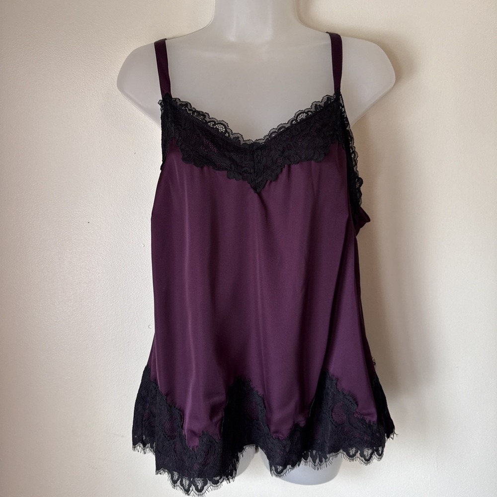 Torrid Mesh‎ Lace Babydoll Top Cami Chemise Purple Lace Layers Size M Casual NWT